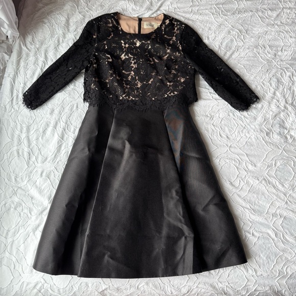 Eliza J Black Lace Overlay Sleeve Dress with Pockets - Picture 1 of 10